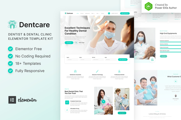 Dentcare 1.0.1 - Dentist & Dental Clinic Elementor Template Kit