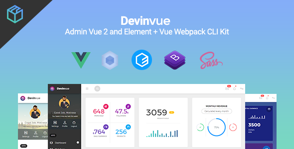 Devinvue 1.1.1 - Admin Vue 2 and Element  Vue Webpack CLI Kit