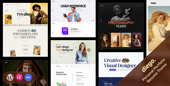 Diego 1.1.5 - Creative Personal Portfolio & Resume WordPress Theme