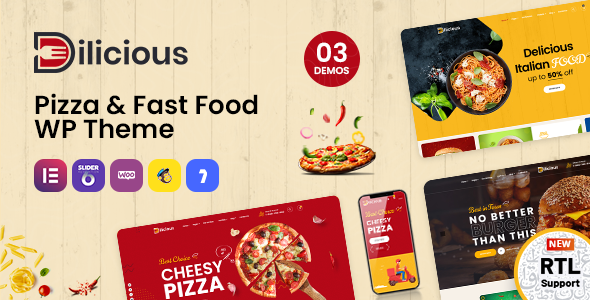Dilicious 2.0 - Pizza & Fast Food WordPress Theme  RTL