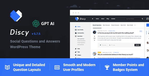 Discy 1.0 - Social Questions and Answers WordPress Theme