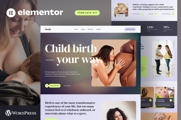 Doula - Holistic Pregnancy Maternity Coach & Postpartum Care Elementor Template Kit