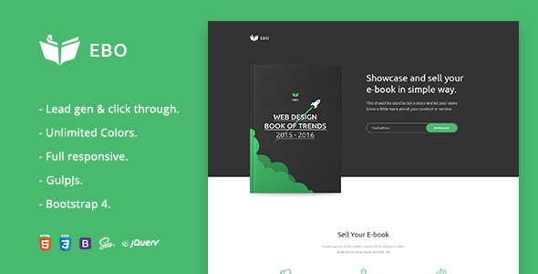 Ebo 2.1 - Ebook Landing Page  HTML Template