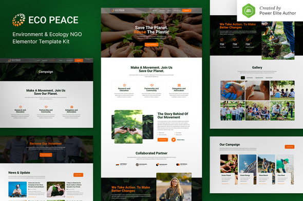 EcoPeace  Environment & Ecology NGO Elementor Template Kit