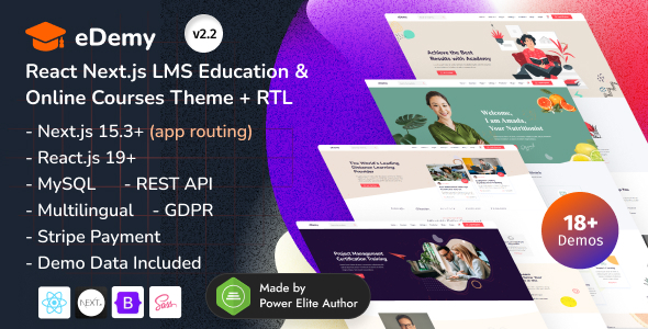 eDemy 2.2 - React Next.js LMS Education Template for Online Courses & eLearning Platforms