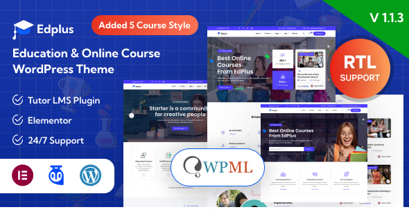 Edplus - Education & Online Course WordPress Theme  RTL