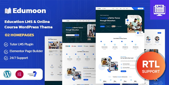Edumoon 2.0 - Education & Online Course LMS WordPress Theme  RTL