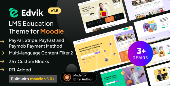 Edvik 1.6 - Moodle 5 Education LMS Theme