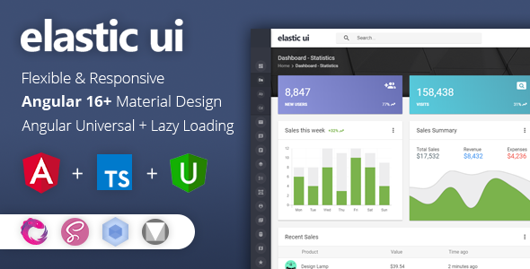 elastic ui - Angular 16 Material Design & Redux Admin Template