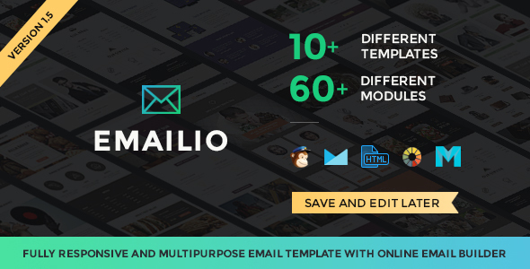 Emailio 1.5 - Responsive Multipurpose Email Template With Online Builder