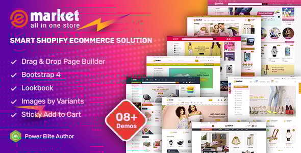 eMarket 2.0.7 - Responsive & Multipurpose Sectioned Drag & Drop Bootstrap 4 Shopify Theme