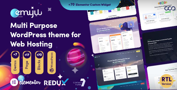 Emyui 6.3 - Multipurpose Web Hosting WordPress Theme