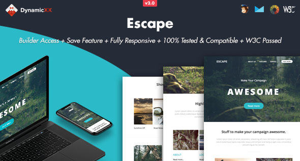 Escape 2.0 - Responsive Email  Online Builder