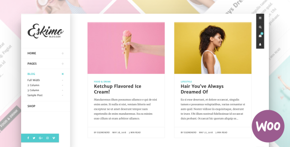 Eskimo 1.8.5 - Minimal Personal WordPress Blog & Shop Theme