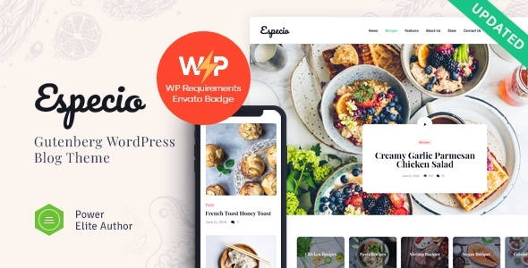 Especio 1.0.8 - Gutenberg Food Blog WordPress Theme