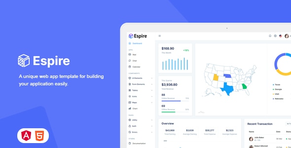 Espire 6.0.0 - Bootstrap 5 Admin Template  Angular 14
