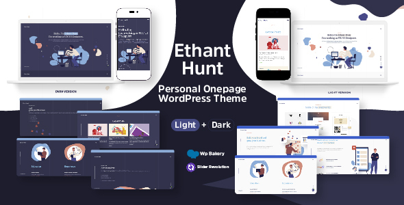 Ethant Hunt 6.7.2 - Personal Onepage WordPress Theme