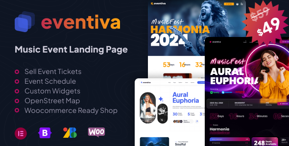 Eventiva 6.8.3 - Music & Bands Events Landing Page WordPress Theme