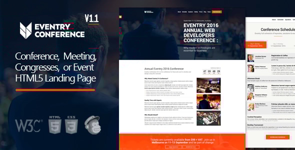 Eventry 1.1 - Conference & Event HTML5 Landing Page Template