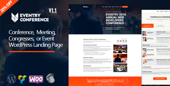 Eventry 1.3.1 - Conference Meetup Landing Page WordPress Theme