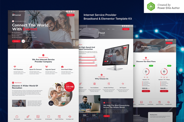Evernet  Broadband & Internet Service Provider Elementor Template Kit