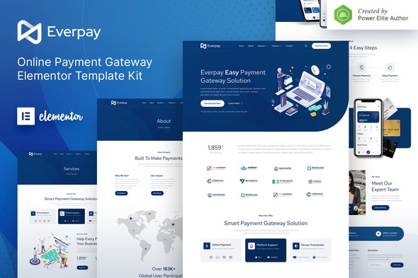 Everpay  Online Payment Gateway & Fintech Elementor Template Kit