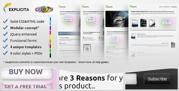 Explicita 1.3 - Stylish & Explicit Landing Page (4in1)