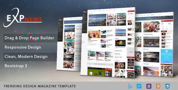 ExpNews 3.10.1 - Clean Drag & Drop News Portal Joomla Template