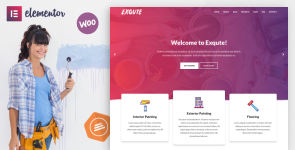 Exqute 1.9.3 - Painting Company WordPress Theme