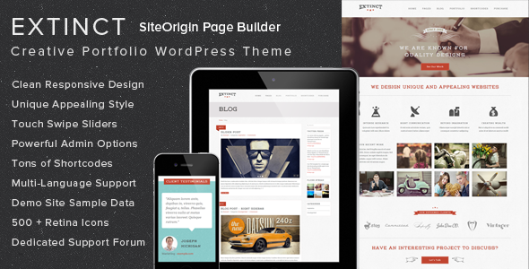 Extinct 5.01 - Retro Vintage Portfolio WordPress Theme