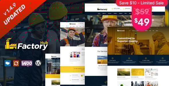 Factory HUB 1.4.9 - Industry and Construction WordPress Theme