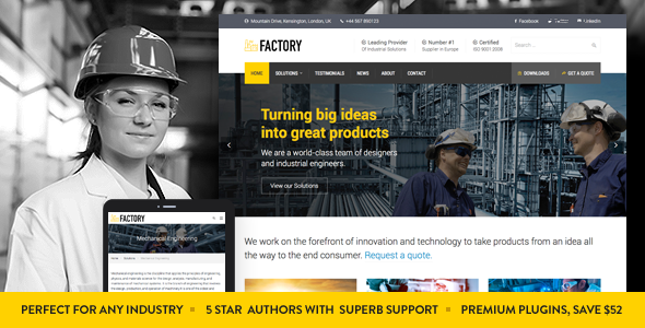 Factory 1.8.9 - Industrial Business WordPress Theme