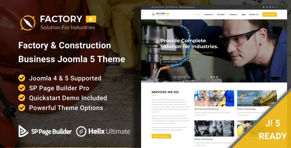 Factory Plus 1.6 - Industrial & Construction Business Joomla 5 Template