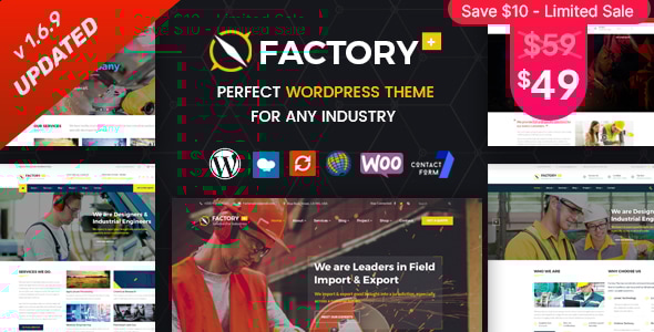 Factory Plus 1.6.8 - Industry and Construction WordPress Theme