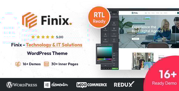 Finix 4.1.0 - Technology & IT Solutions WordPress Theme  RTL Ready