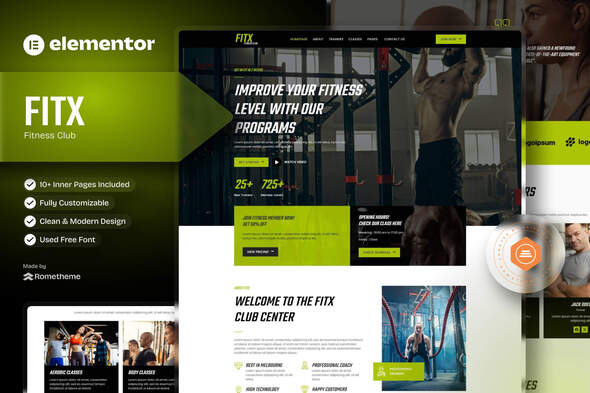 Fitx 2.0.0 - Fitness & Gym Elementor Template Kit