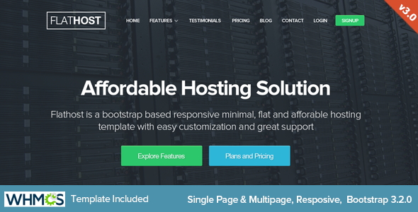 FlatHost 2 Responsive Hosting Template with WHMCS