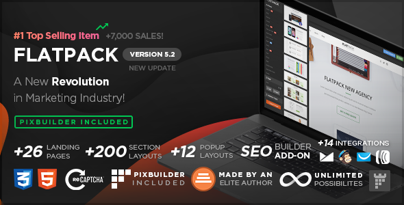 FLATPACK 2.0 Landing Pages Pack With Page Builder