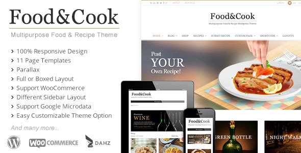 Food & Cook 3 Multipurpose Recipe WP Theme