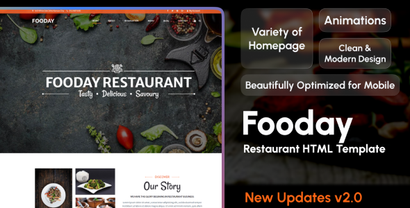 Fooday 2.0 - Restaurant HTML Template  Order Online & Reservations