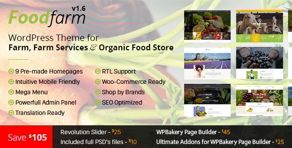 FoodFarm 2.1.4 - WordPress Theme for Farm Farm Services and Organic Food Store