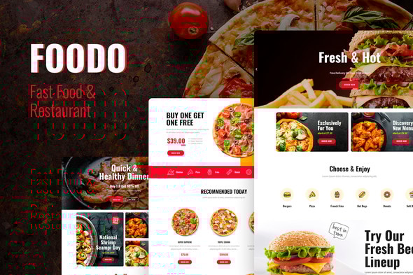 Foodo - Fast Food & Pizza Elementor Template Kit