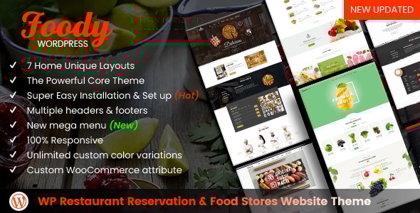Foody 3.17.0 - WordPress Restaurant Reservation & Food Store Website Theme