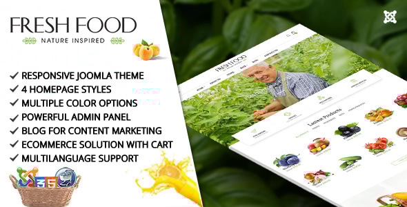 Fresh 3.9.24 - Food  Joomla Template for Organic FoodFruitVegetables