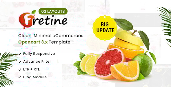 Fretine Organic Store 3.0.2 - Responsive OpenCart 3.0 Theme