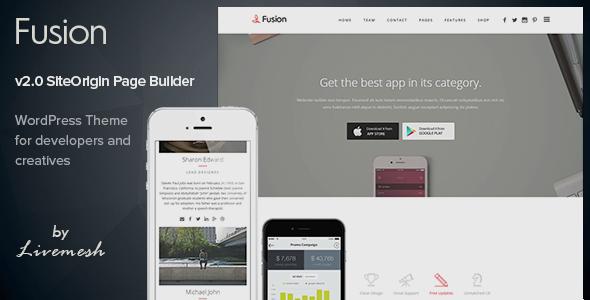 Fusion 5.1 - Mobile App Landing WordPress Theme