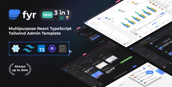 Fyr 8.0 - Admin React Tailwind Template (Create React App Vite or NextJs App) React TS