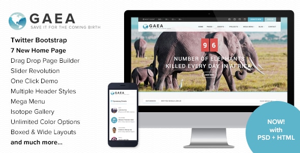 Gaea 2.7 - Environmental WordPress Theme