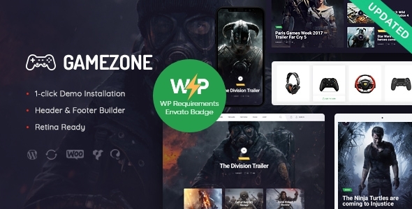 Gamezone 1.1.11 - Video Gaming Blog & Esports Store WordPress Theme
