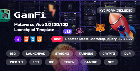 GamFi 1.9 - Metaverse Web3 IGO Launchpad HTML5 Template